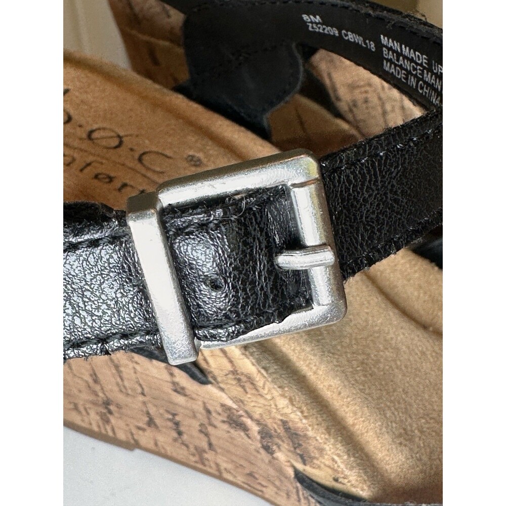B.O.C. Born Concepts Black Strappy Cork Wedge Heel Sandals Size 8M Comfort - Picture 10 of 10